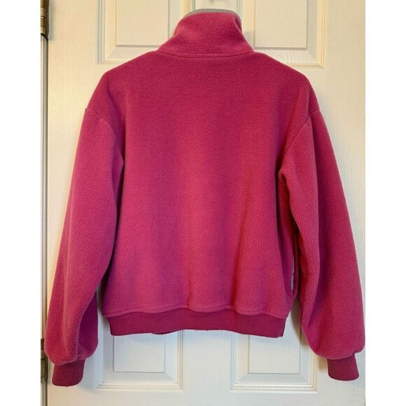 Vintage Woolrich Women’s Fuschia 1/4 Button Snap Pullover Sweater Medium - Picture 3 of 9